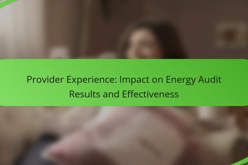 Provider Experience: Impact on Energy Audit Results and Effectiveness