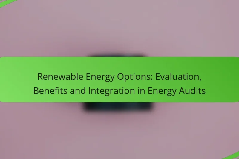 Renewable Energy Options: Evaluation, Benefits and Integration in Energy Audits