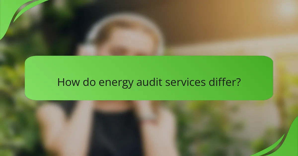 How do energy audit services differ?