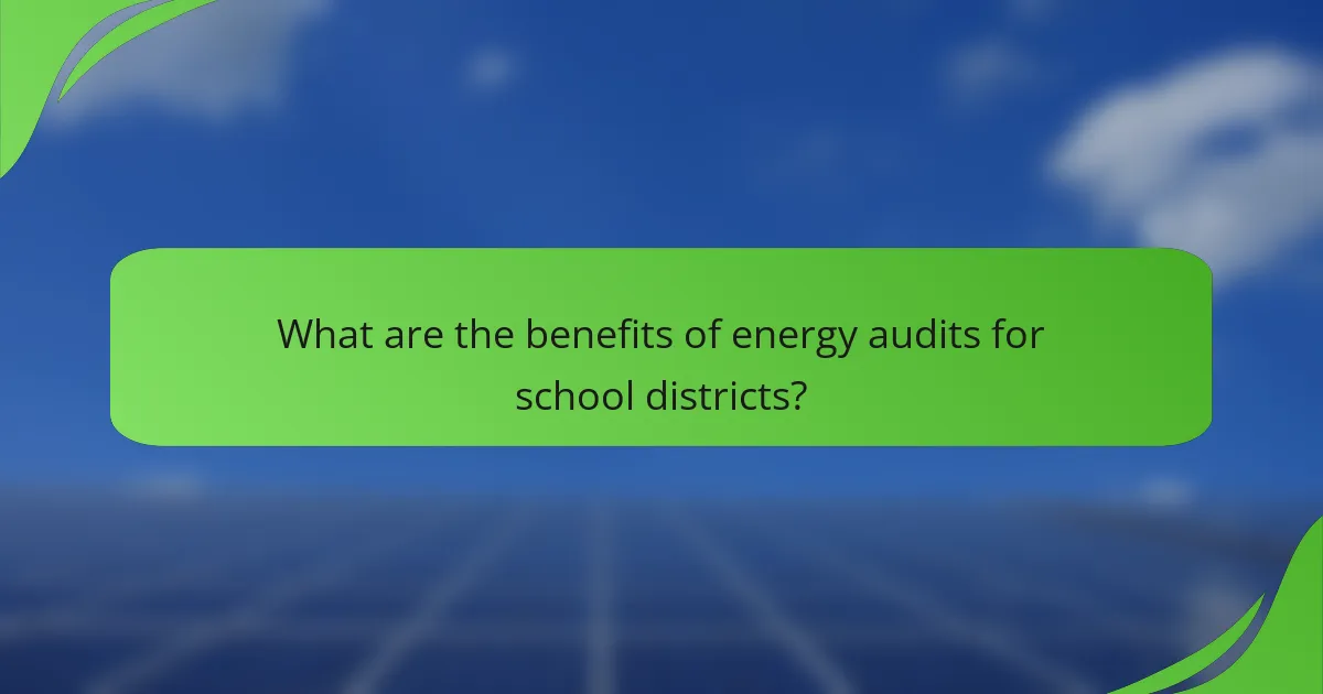 What are the benefits of energy audits for school districts?
