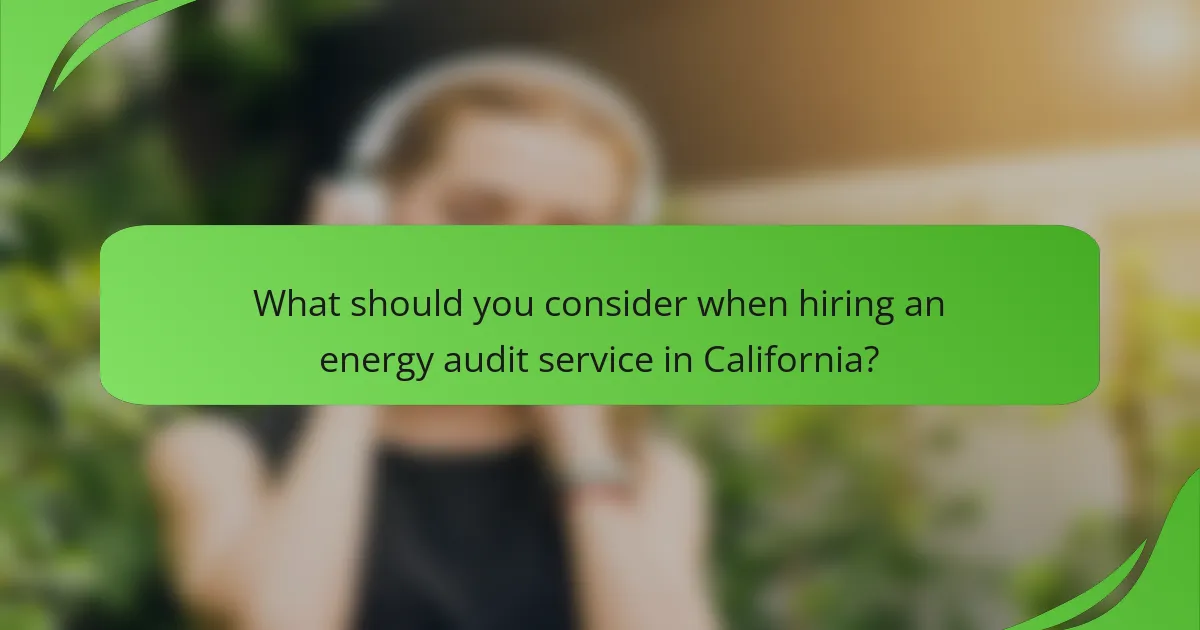 What should you consider when hiring an energy audit service in California?